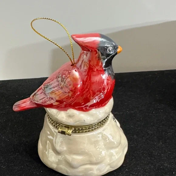 Mr. Christmas Porcelain Tree Hinged Music Box Ornament Red Cardinal Trinket Box - Picture 3 of 5